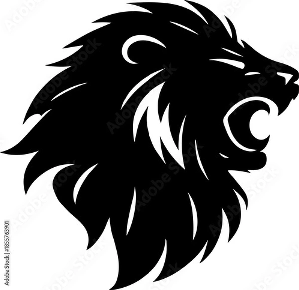 Obraz Lion Head black silhouette 