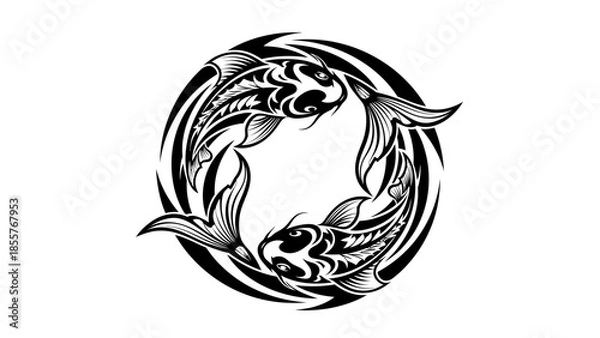 Obraz Tribal koi fish tattoo vector design