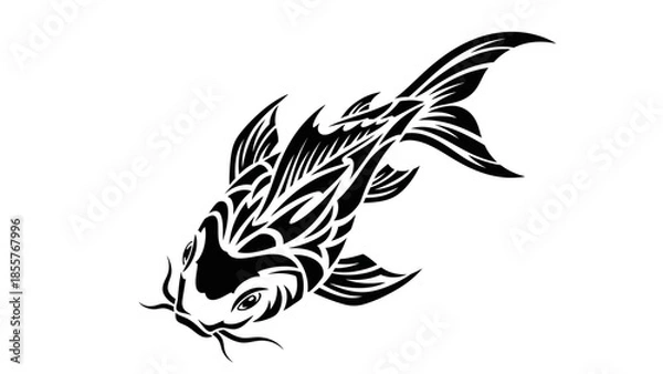 Obraz Tribal koi fish tattoo vector design
