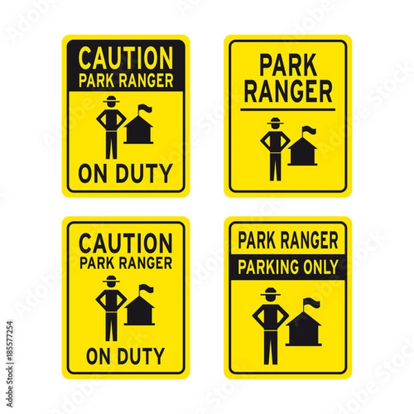 Obraz Caution park ranger sign set