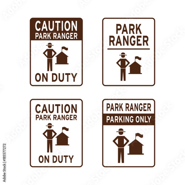 Obraz Caution park ranger sign set