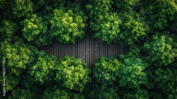 Obraz Lush forest canopy, dark lines