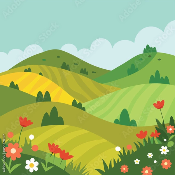 Obraz hills-with-scattered-wildflowers.eps