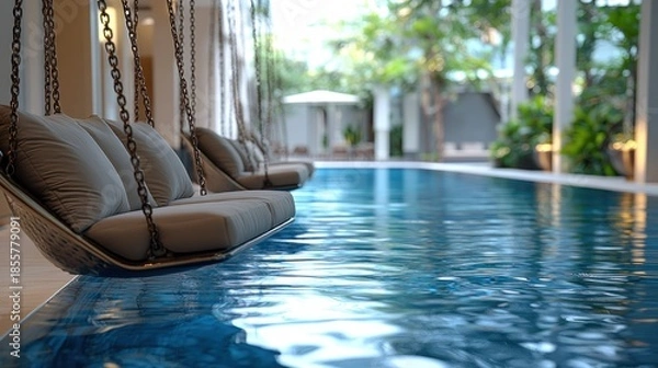 Obraz Luxurious poolside swings