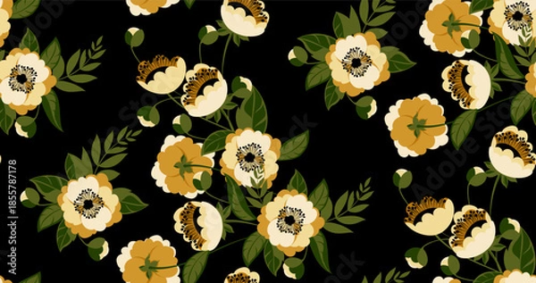 Obraz Seamless flowers pattern in vector. Abstract flower pattern design