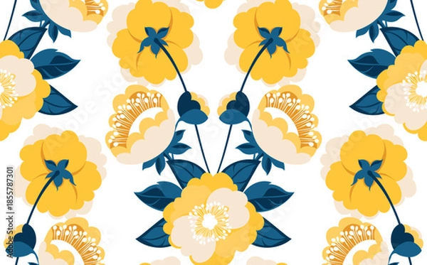 Obraz Seamless flowers pattern in vector. Abstract flower pattern design