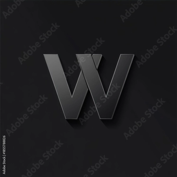 Obraz Dark gray letter W logo