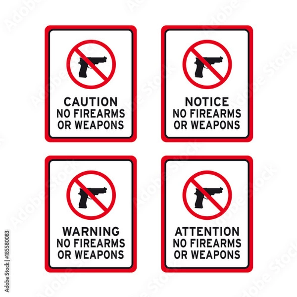 Obraz No firearms weapons or guns sign set