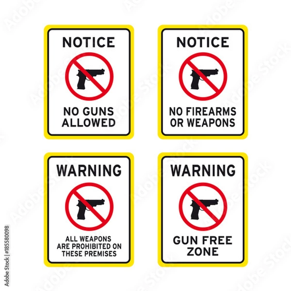 Obraz No firearms weapons or guns sign set