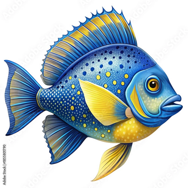 Fototapeta Blue Tropical Fish Illustration