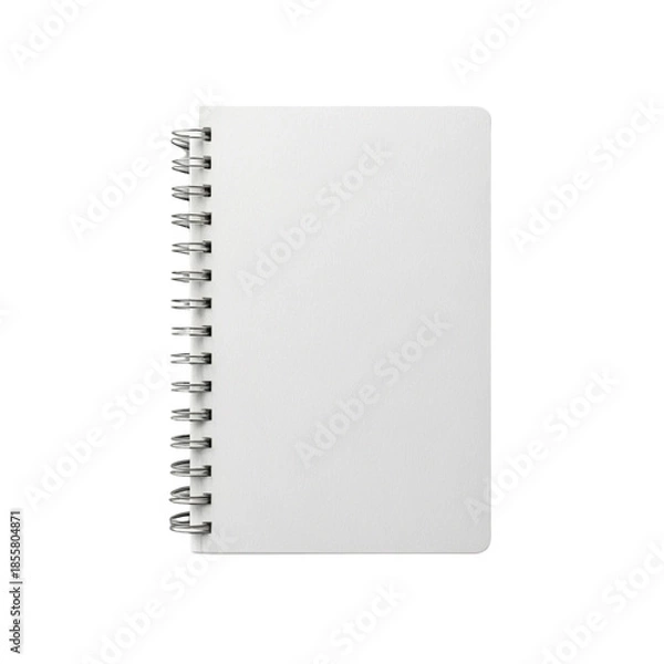 Fototapeta White Spiral Bound Notebook on White Background