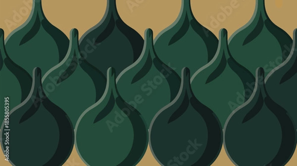 Obraz Elegant green damask pattern on golden background