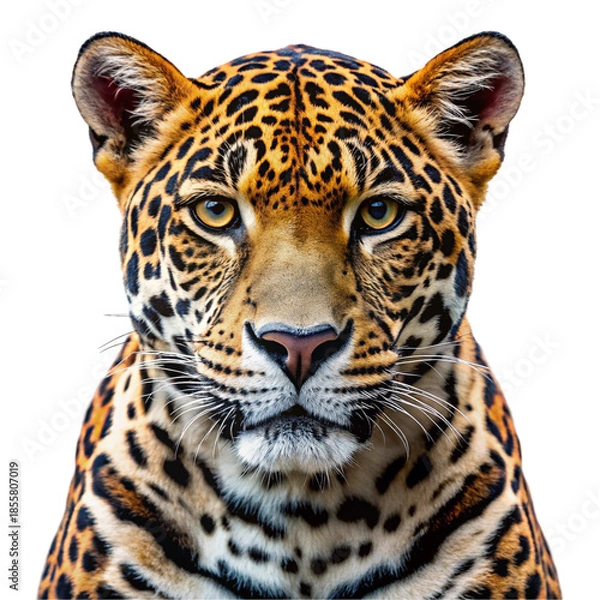 Fototapeta Leopard portrait on white background