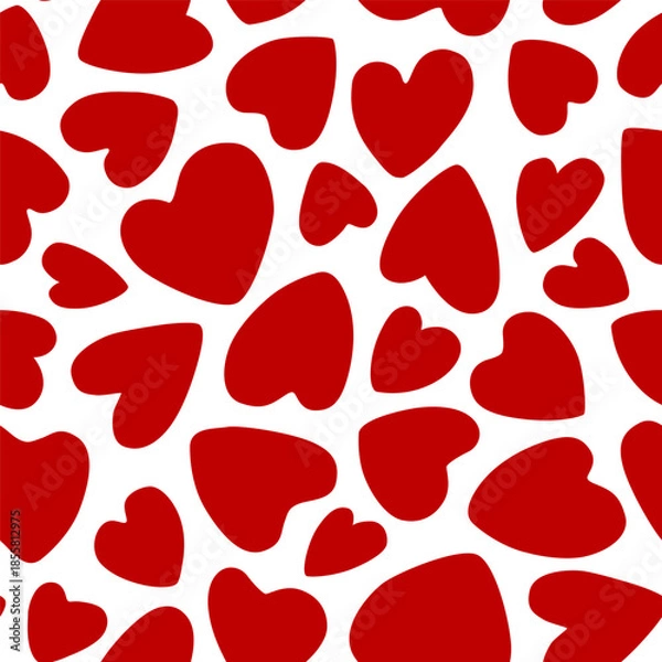 Obraz Red Valentine hearts seamless pattern on white background. Vector illustration