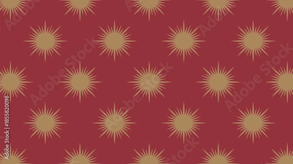 Obraz Vibrant red background with gold sunburst pattern
