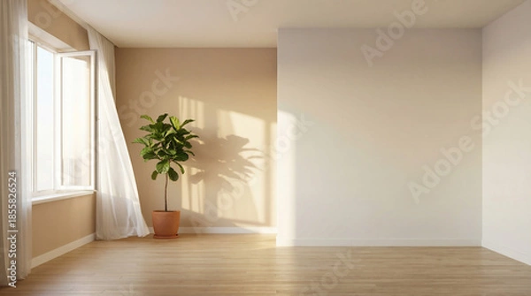 Obraz Fresh Start in a Bright, Empty Room, Bathed in Sunlight, Inspiring Future Goals and New Beginnings