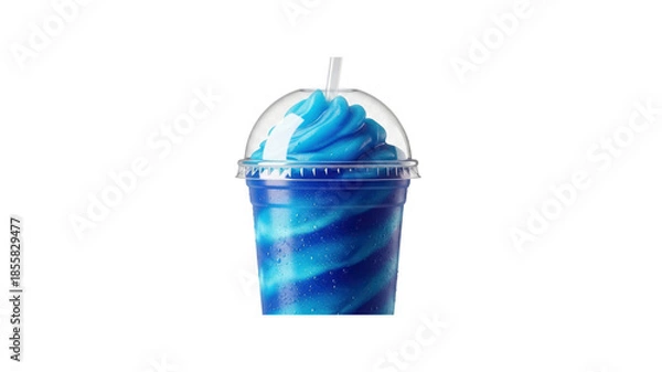 Obraz Blue raspberry slush with dome lid on Transparent Background
