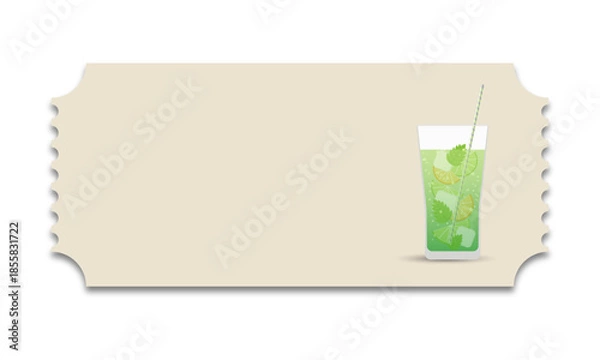 Fototapeta Ticket template, discount coupon for a fruit drink.