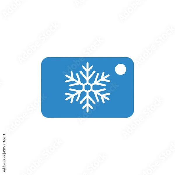 Obraz Blue rectangle with snowflake and circle on transparent background