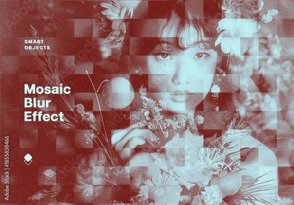 Obraz Retro Mosaic Blur Effect Mockup