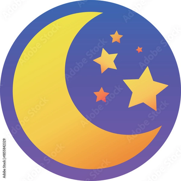 Fototapeta 月と星の丸いアイコン