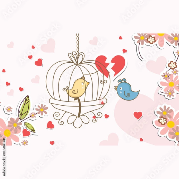 Obraz brids with flower background vector