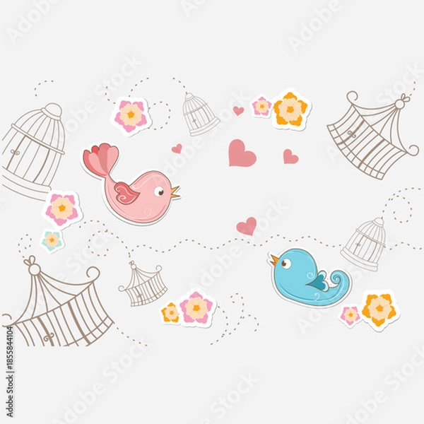 Obraz brids with flower background vector