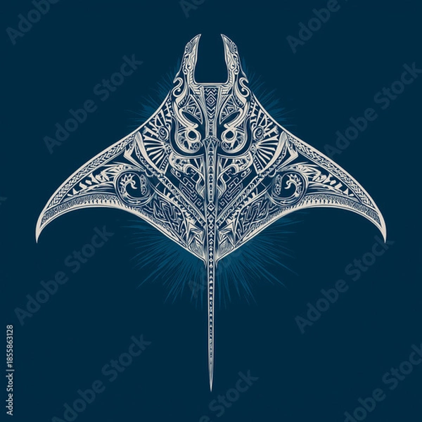 Obraz Polynesian Inspired Manta Ray Design