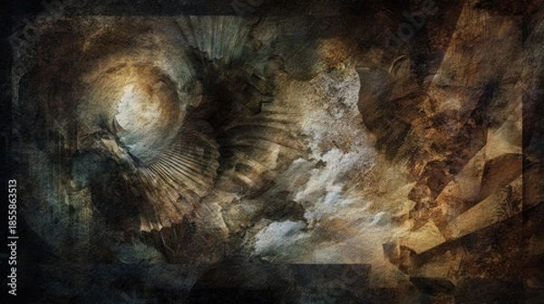 Obraz Abstract swirl of dark and light tones, hinting at geological formations and airy clouds