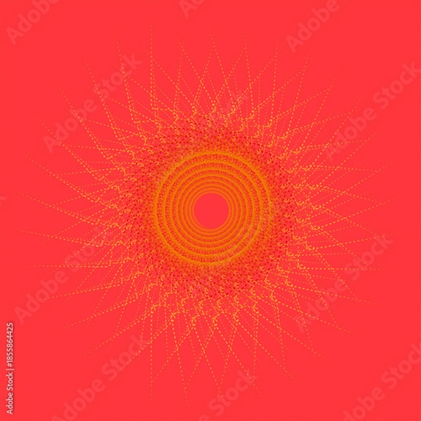 Obraz Abstract Golden Geometric Mandala on Red Background