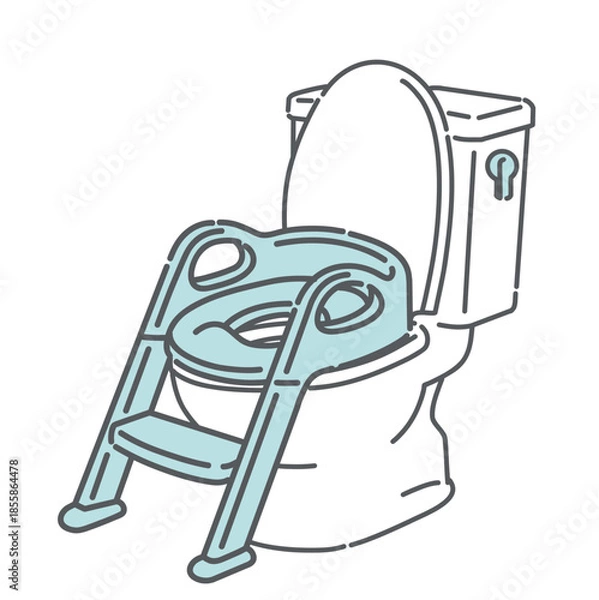 Obraz ステップ付き補助便座が設置された洋式トイレのイラスト（トイトレ・子供用便座）