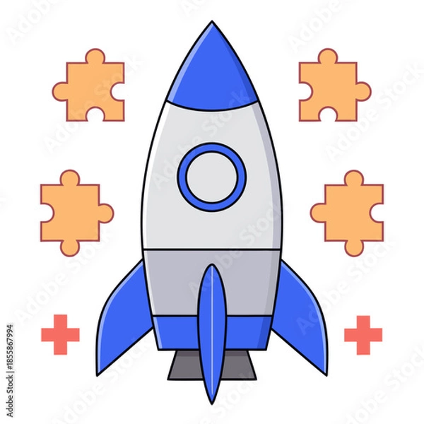 Obraz Rocket Ship With Puzzle Pieces
