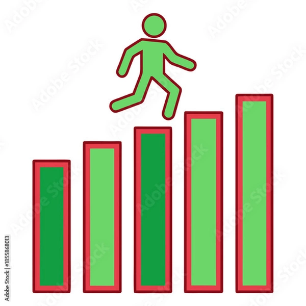 Obraz Business Growth Chart Icon Vector Illustration Success Achievement Progress Development