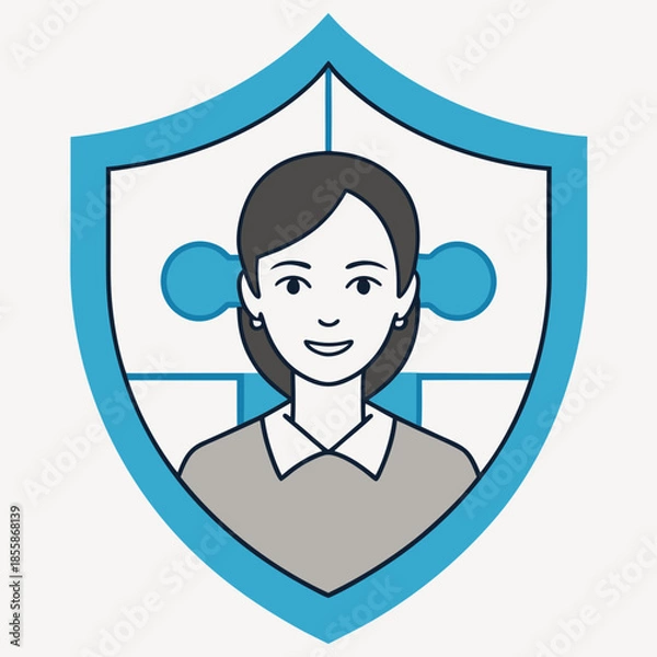 Obraz Professional Woman Icon Shield Design For Business Success And Corporate Identity Branding Concepts