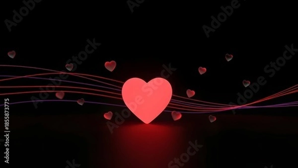 Obraz Glowing heart surrounded by floating hearts