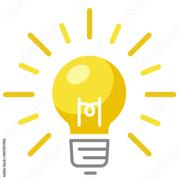 Obraz 電球のアイコン。ランプのデザイン。アイディアやひらめきのイラスト。Light bulb icon.