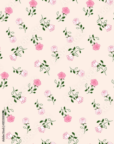 Obraz cottage core rose seamless pattern design