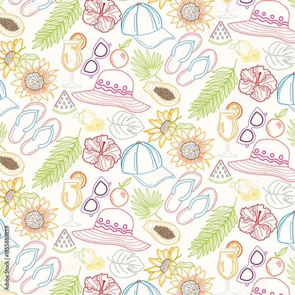 Obraz summer playful vector seamless pattern design for textile and packaging