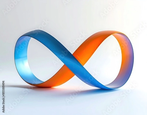 Obraz Blue/orange infinity loop on white