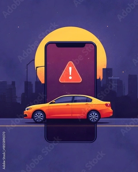 Obraz Vertical auto insurance app notification illustration