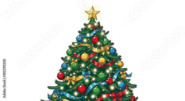 Obraz christmas tree on white background
