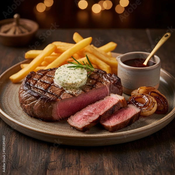 Obraz steak and fries delicious