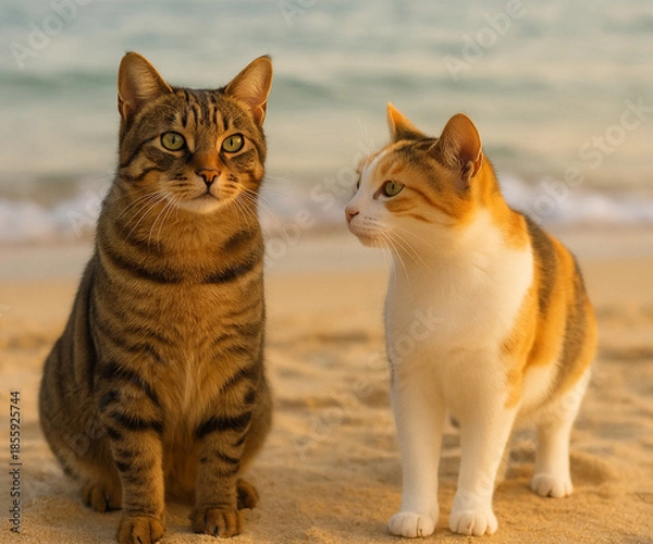 Obraz cat on the beach