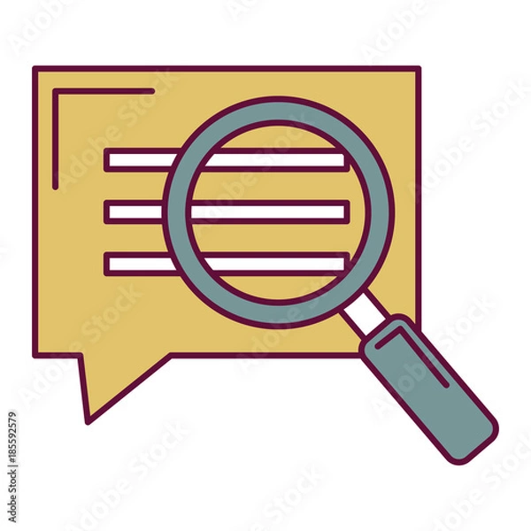 Fototapeta speech bubble with magnifying glass vector illustration design