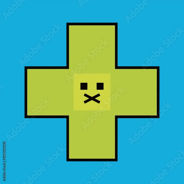 Fototapeta Pixelated Plus Sign with Face