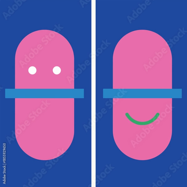 Fototapeta Abstract Faces with Pink and Blue