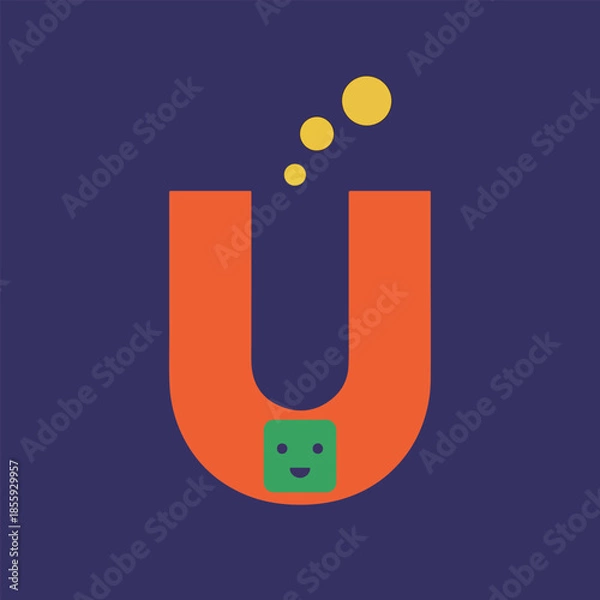 Fototapeta Abstract U Character with Smiley Face