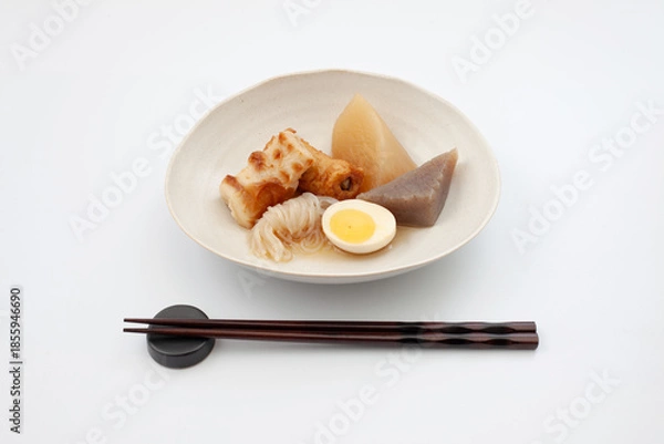 Fototapeta おでんの盛合わせ 白背景