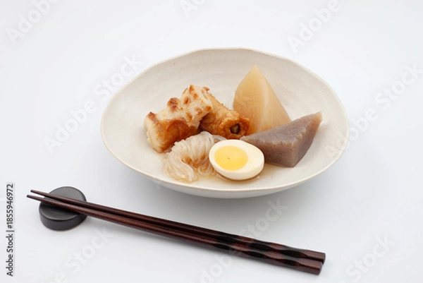 Fototapeta おでんの盛合わせ 白背景