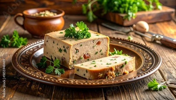 Fototapeta フランス料理のテリーヌを彩り豊かに盛り付けたグルメな一皿